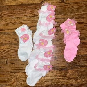 NWT bundle of 10 girls white/pink socks size 7-8.5